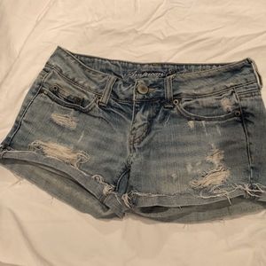 American Eagle Ripped Light Wash Shorts